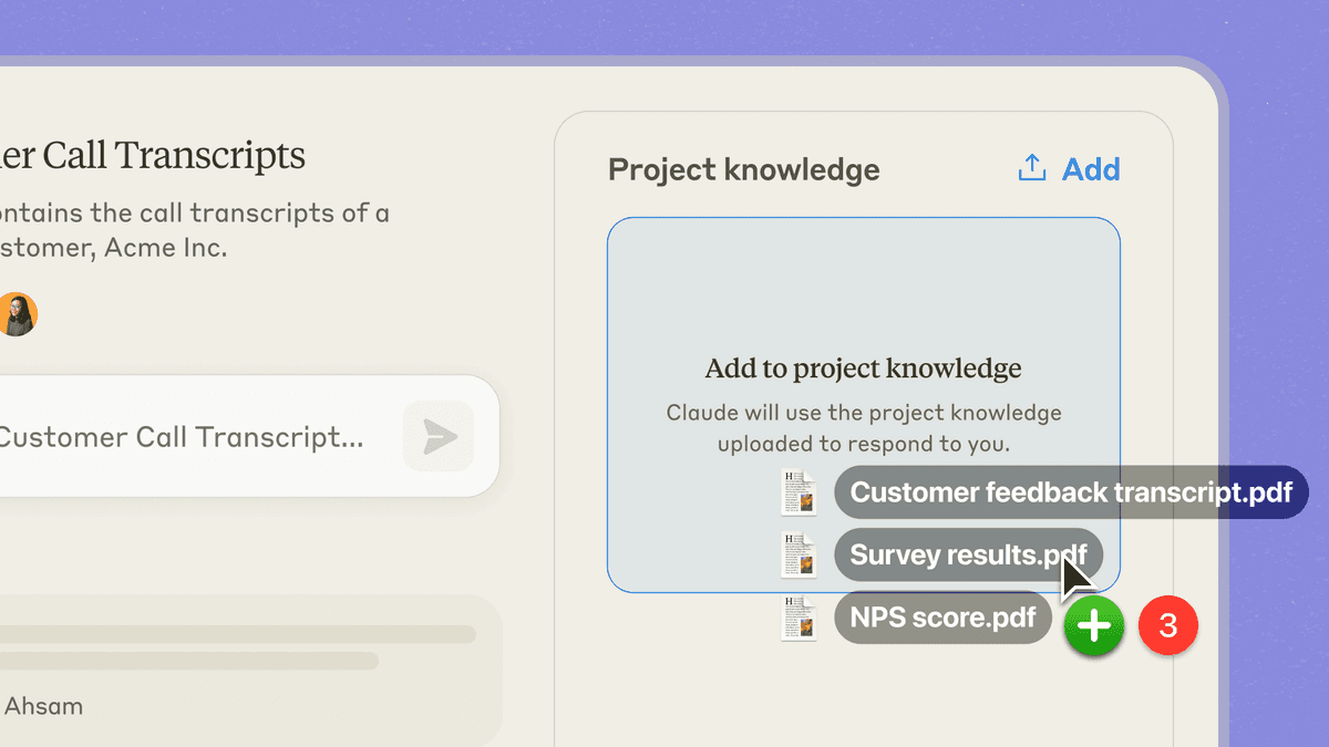 Claude Projects interface showing uploaded project knowledge files.