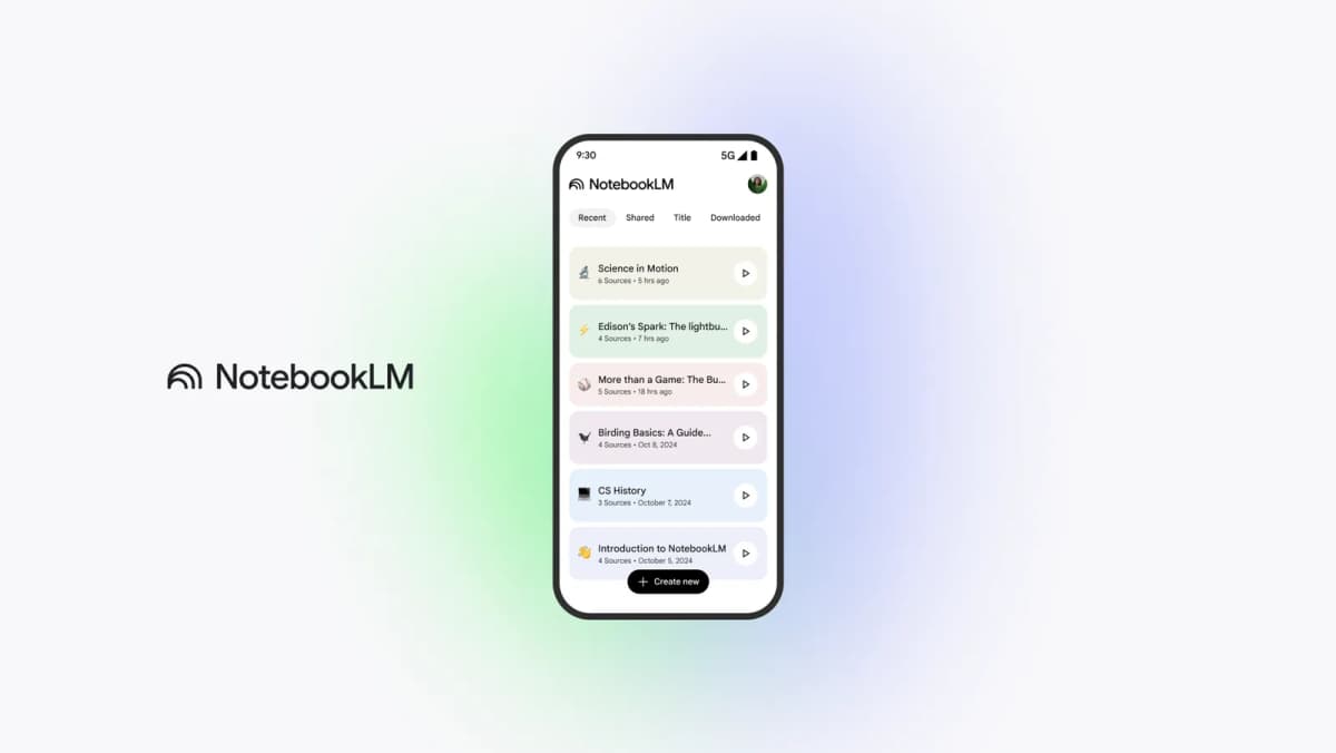 Official NotebookLM screen showing a list of separate notebooks.