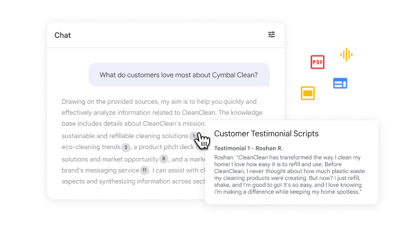 NotebookLM providing answers with source citations